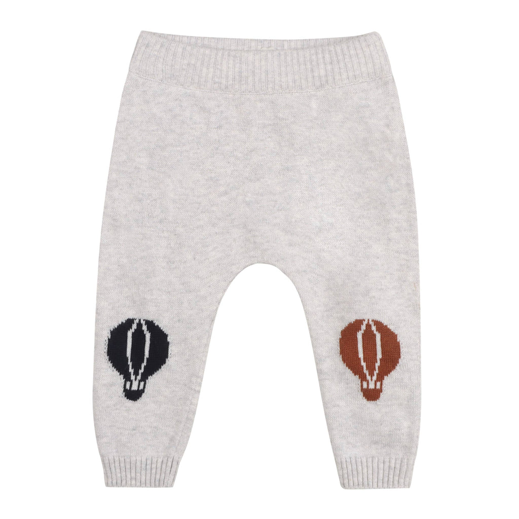 Hot Air Balloon Baby Knit Pullover & Pants Set (Organic): Pearl Grey Heather / 12-18M