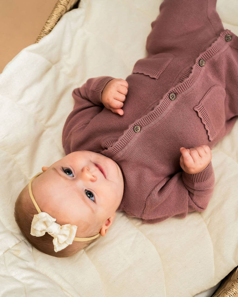 Classic Pocket & Button Chunky Knit Baby Jumpsuit Organic