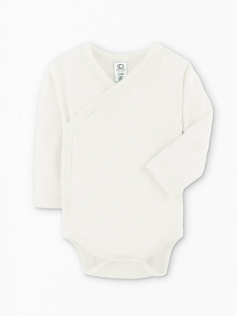 Organic Baby Long Sleeve Classic Kimono Bodysuit - Ivory