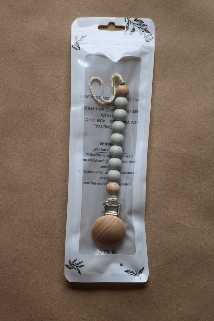 Pacifier Clip- Light Gray