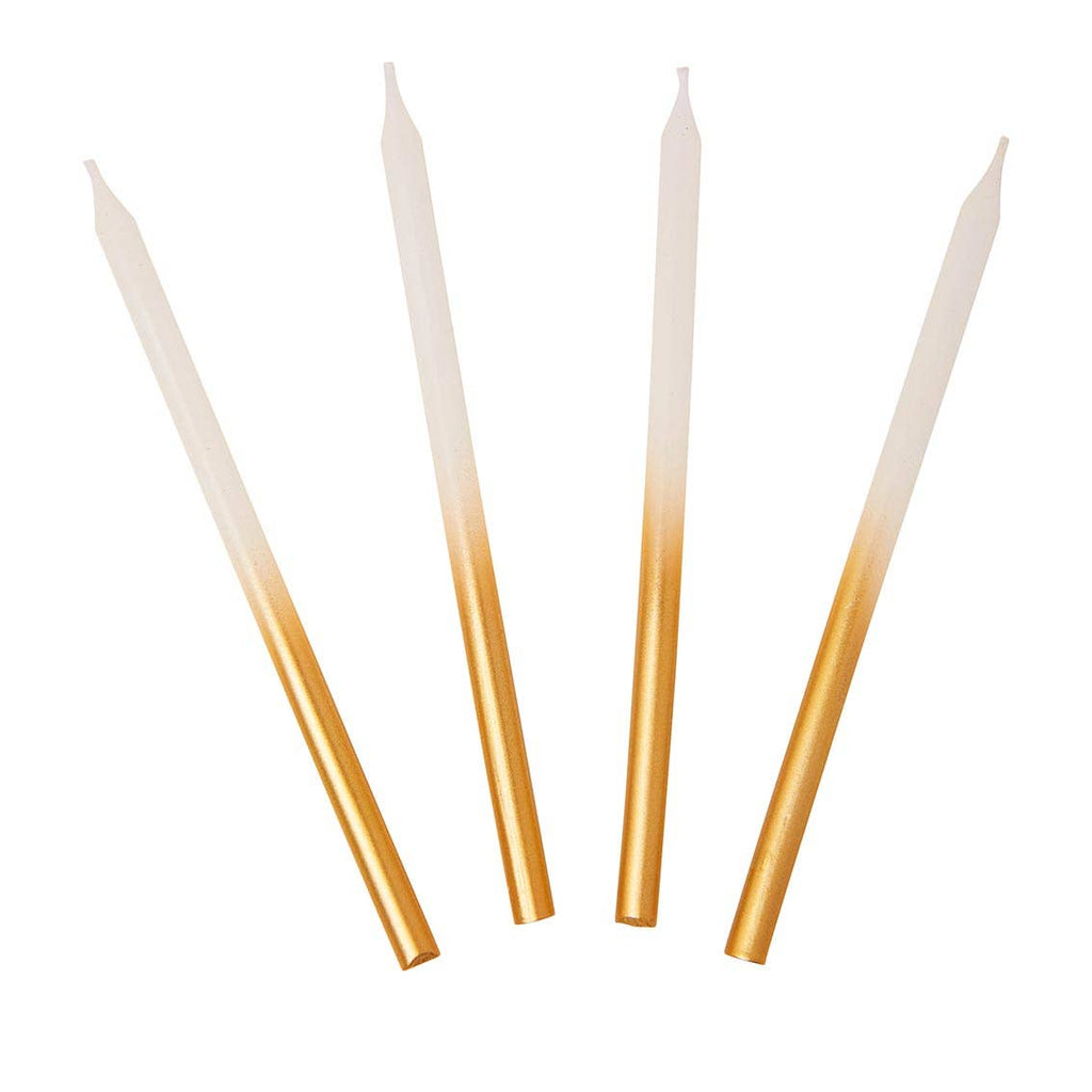 White & Gold Birthday Candles | 16 Pack