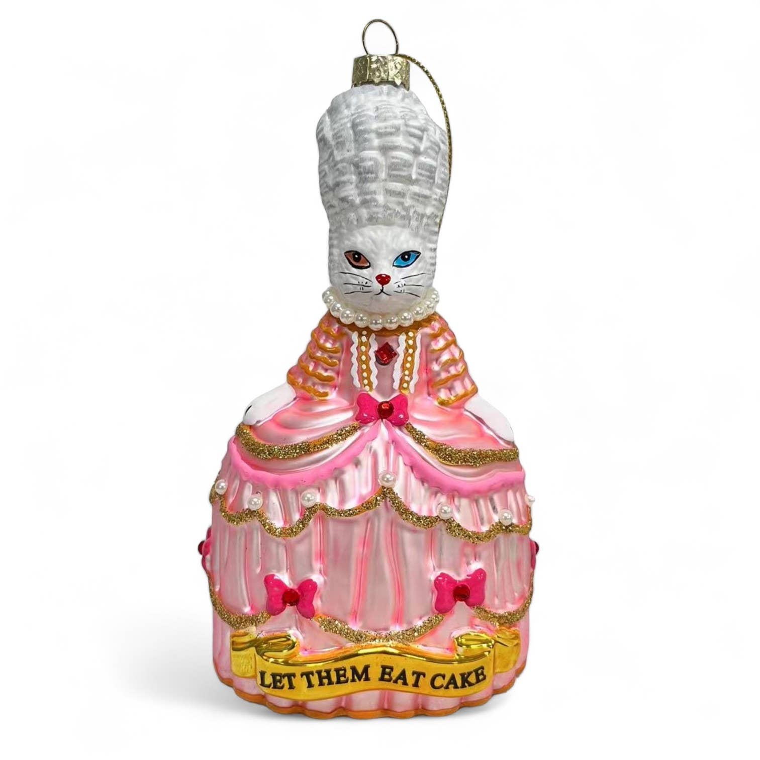 White Kitty Cat Marie Antoinette Let Them Eat Cake Ornament