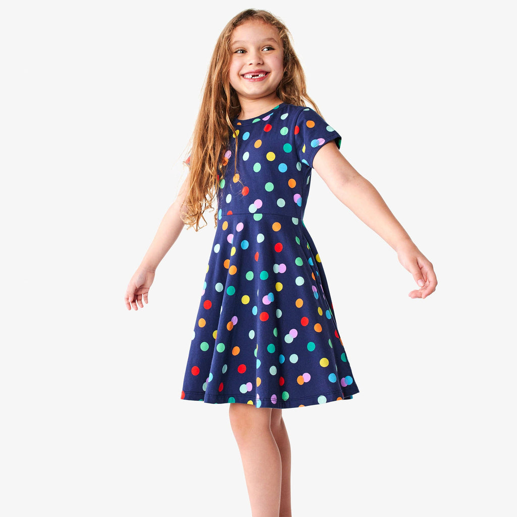 Twirly Dress In Rainbow Confetti Dot