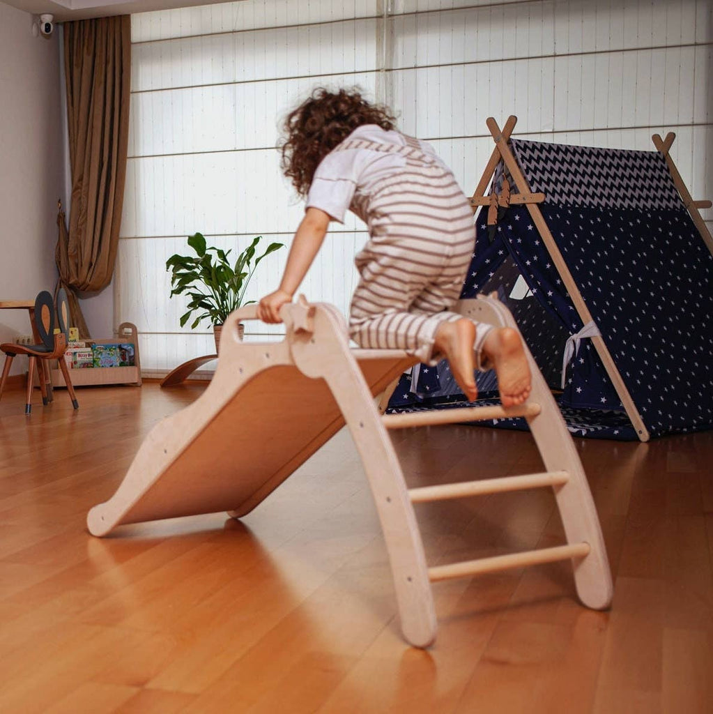 Montessori Slide, Wooden Baby Play Gym Slide: Wooden Indoor Slide