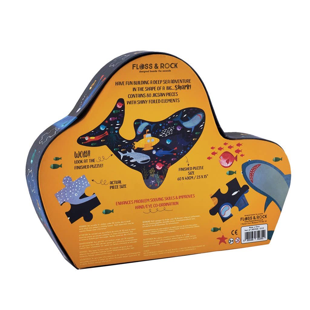 80pc "Shark" Shaped Jigsaw with Shaped Box - Deep Sea