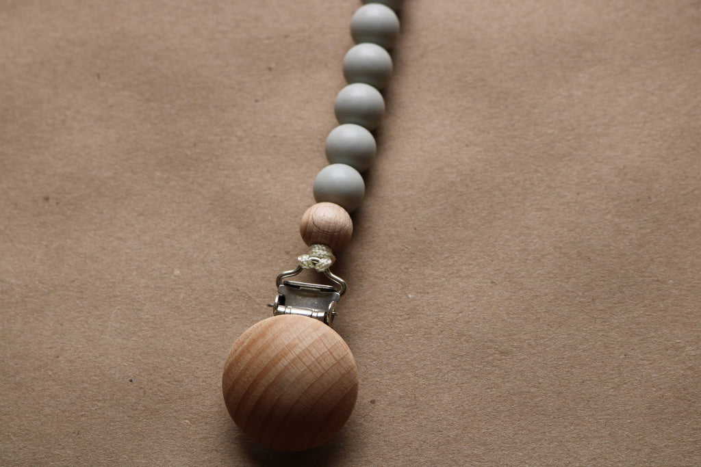 Pacifier Clip- Light Gray
