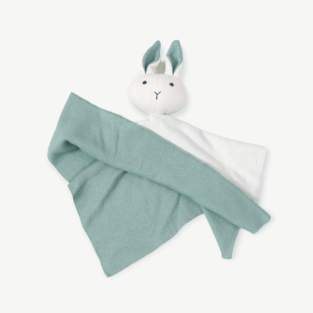 Bunny -Organic Baby Lovey Security Knit Blanket Cuddle Cloth: Natural Heather