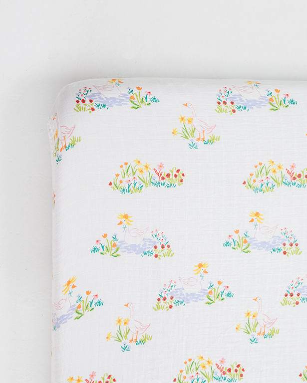 Garden Goose Crib Sheet