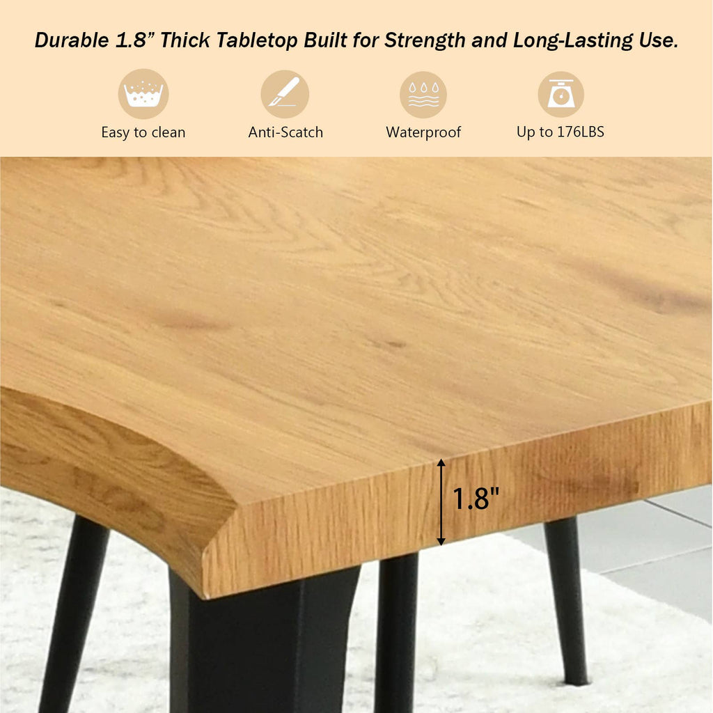 63in Natural Rustic Wood Live Edge Dining Table for 6 people: Rustic Oak