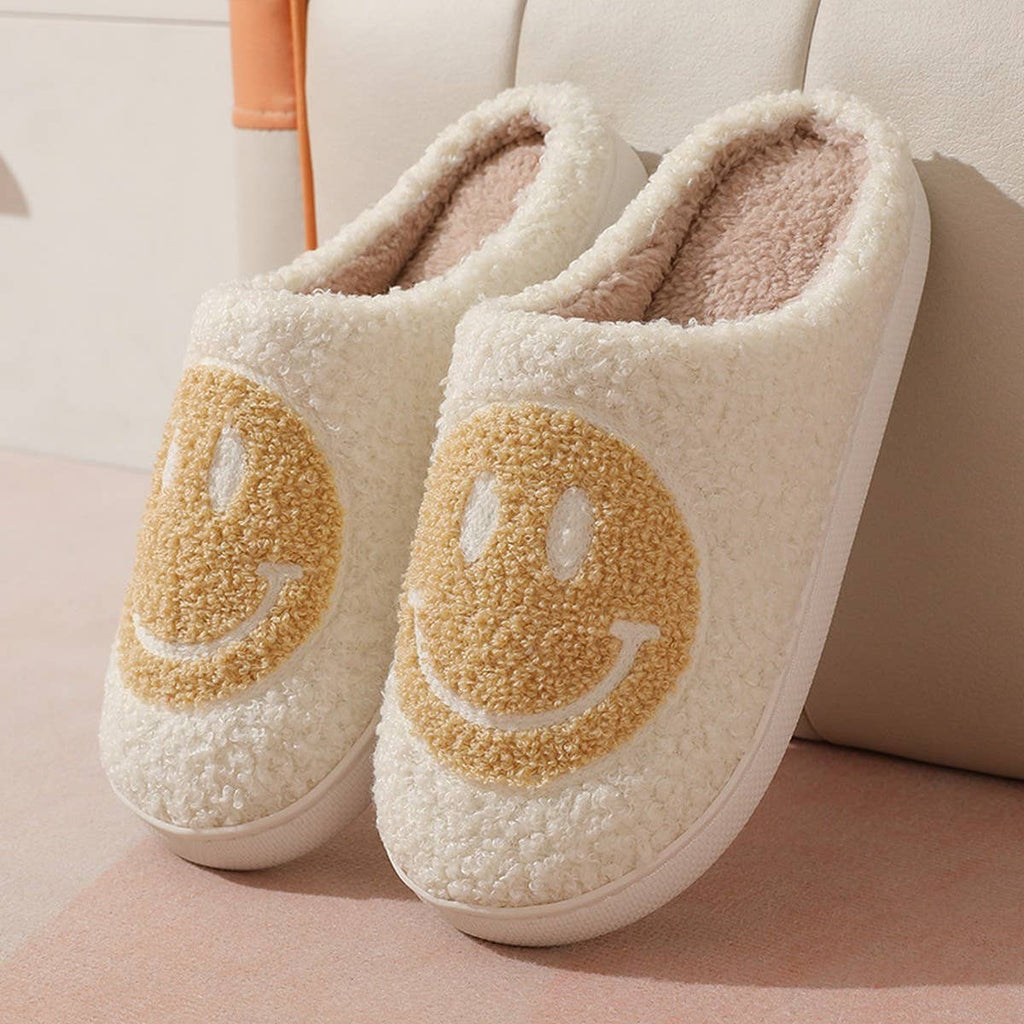 Smiley Face Plush Slippers