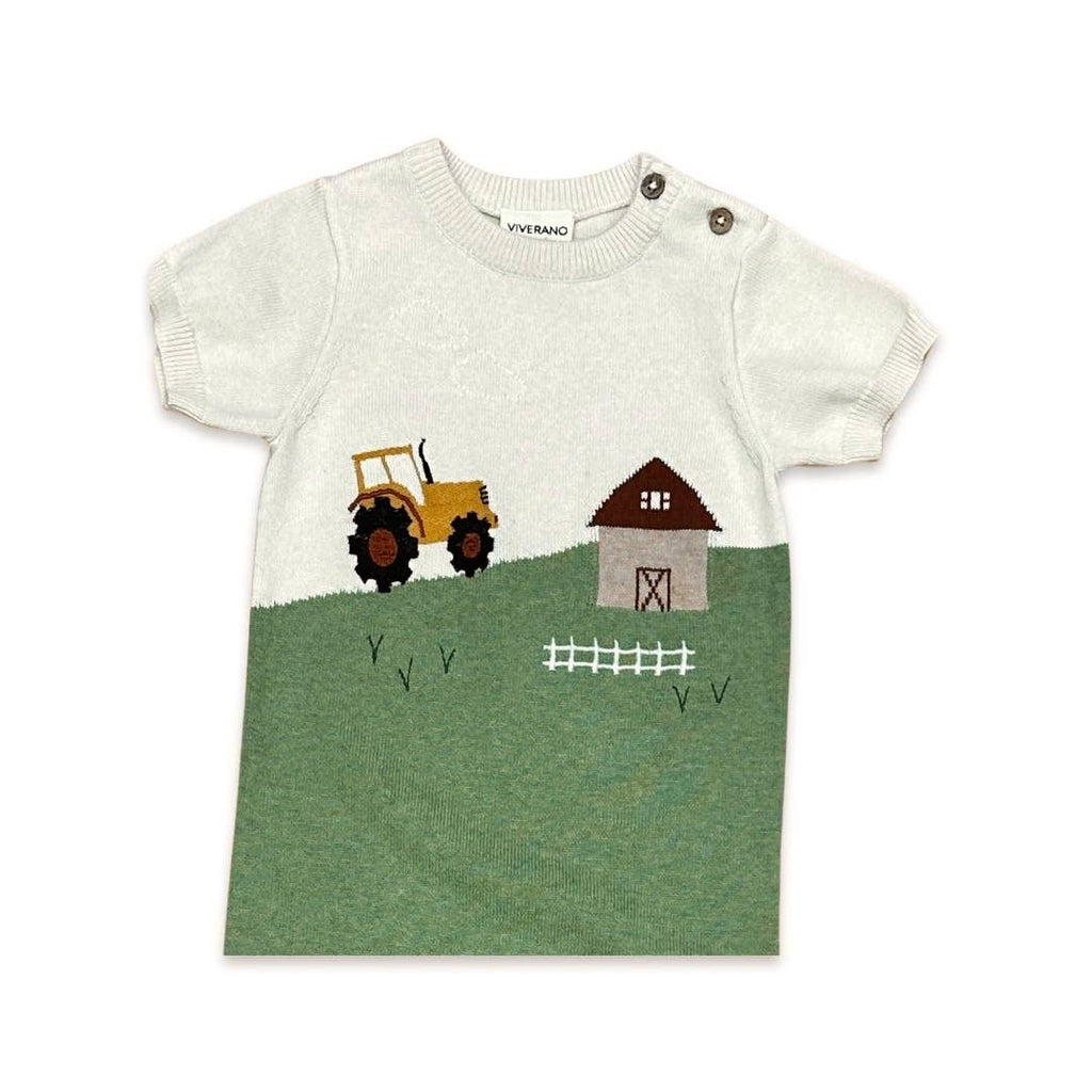 Farm Jacquard Knit Baby Jumpsuit (Organic Cotton): Natural / 12-18M