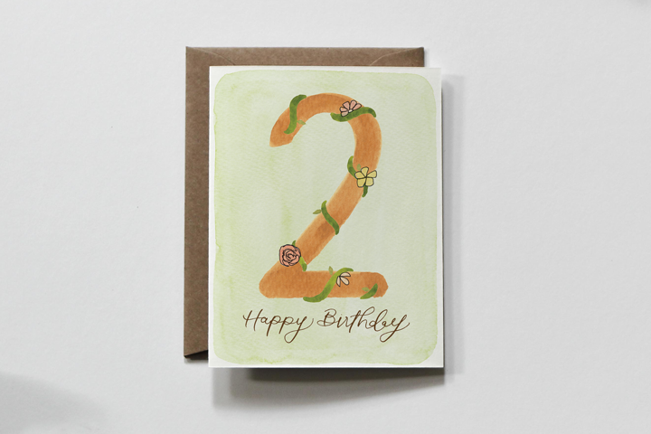 Two | Children's Second Birthday Number Happy 2nd Greeting Card