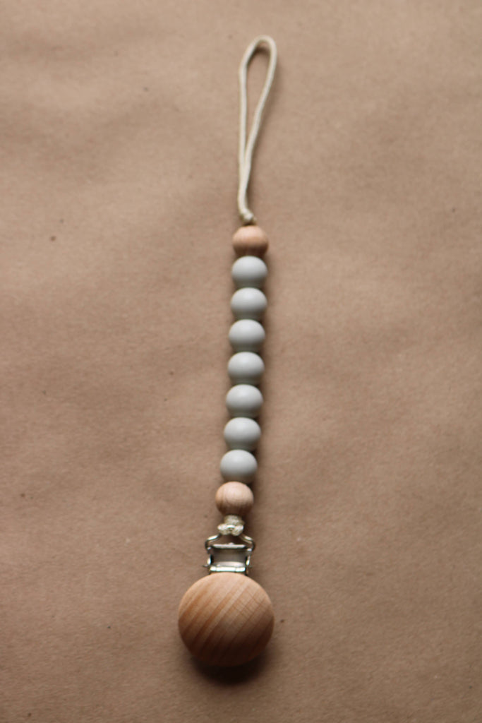 Pacifier Clip- Light Gray