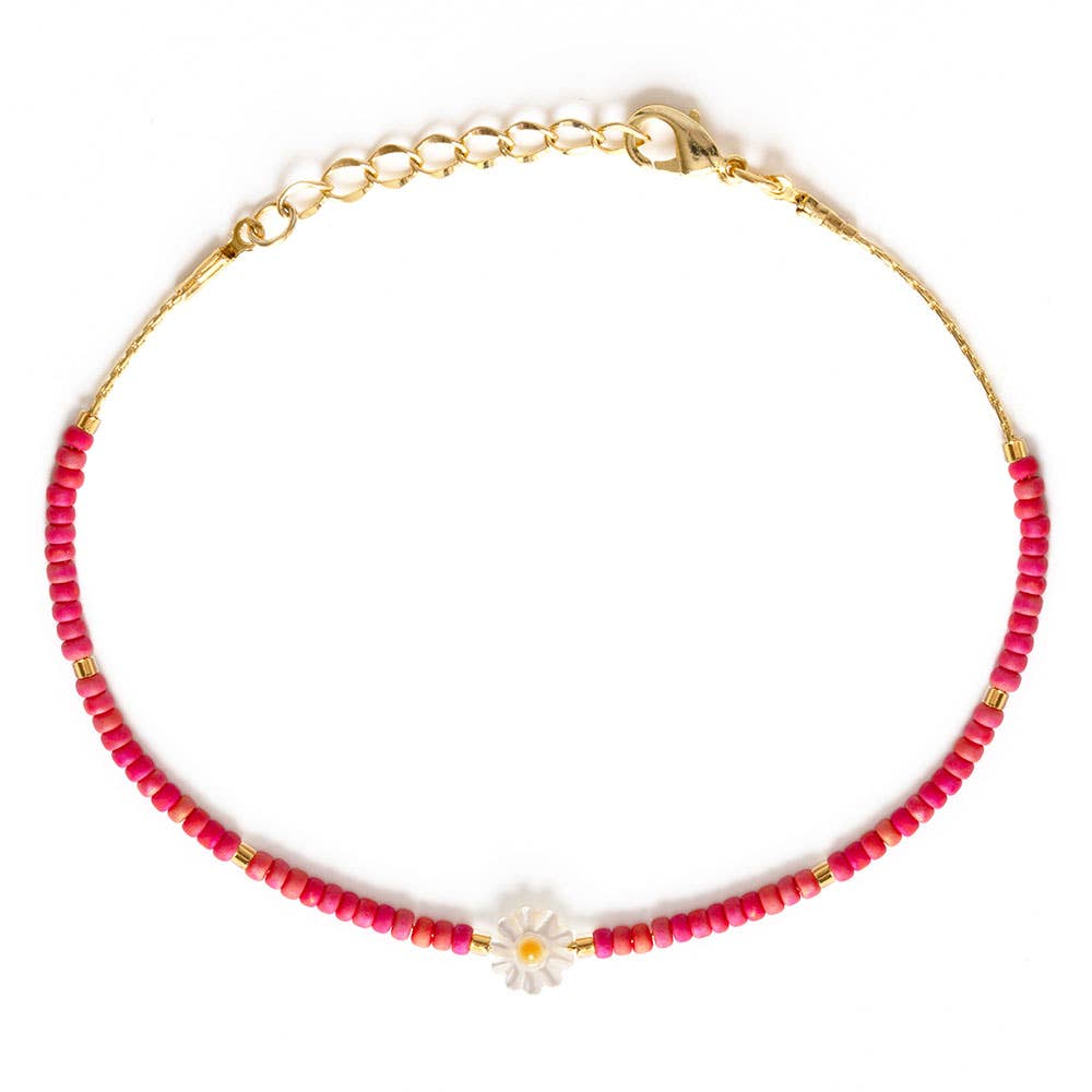 Daisy Miyuki Bead Friendship Bracelet: Rainbow Coral