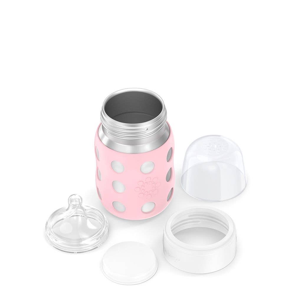 8oz Stainless Steel Baby Bottle Stage 2 Nipple, Stopper, Cap