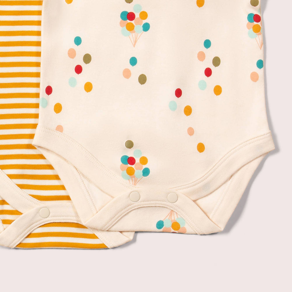 Rainbow Balloons Organic Baby Bodysuit Set - 2 Pack: Rainbow Balloons Repeat Print / 00-03M