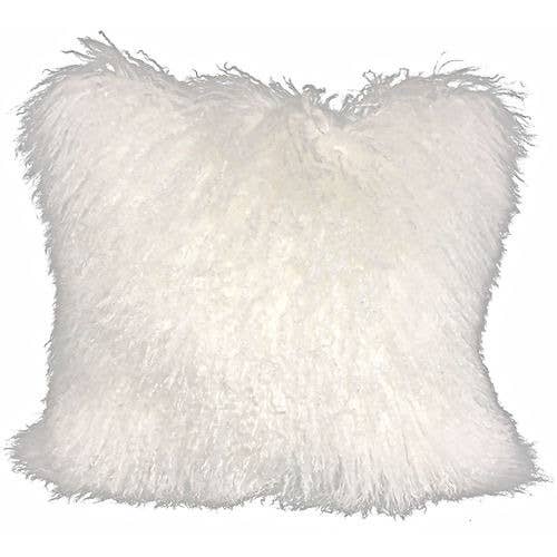 Bright White Tibetan Lamb Pillow