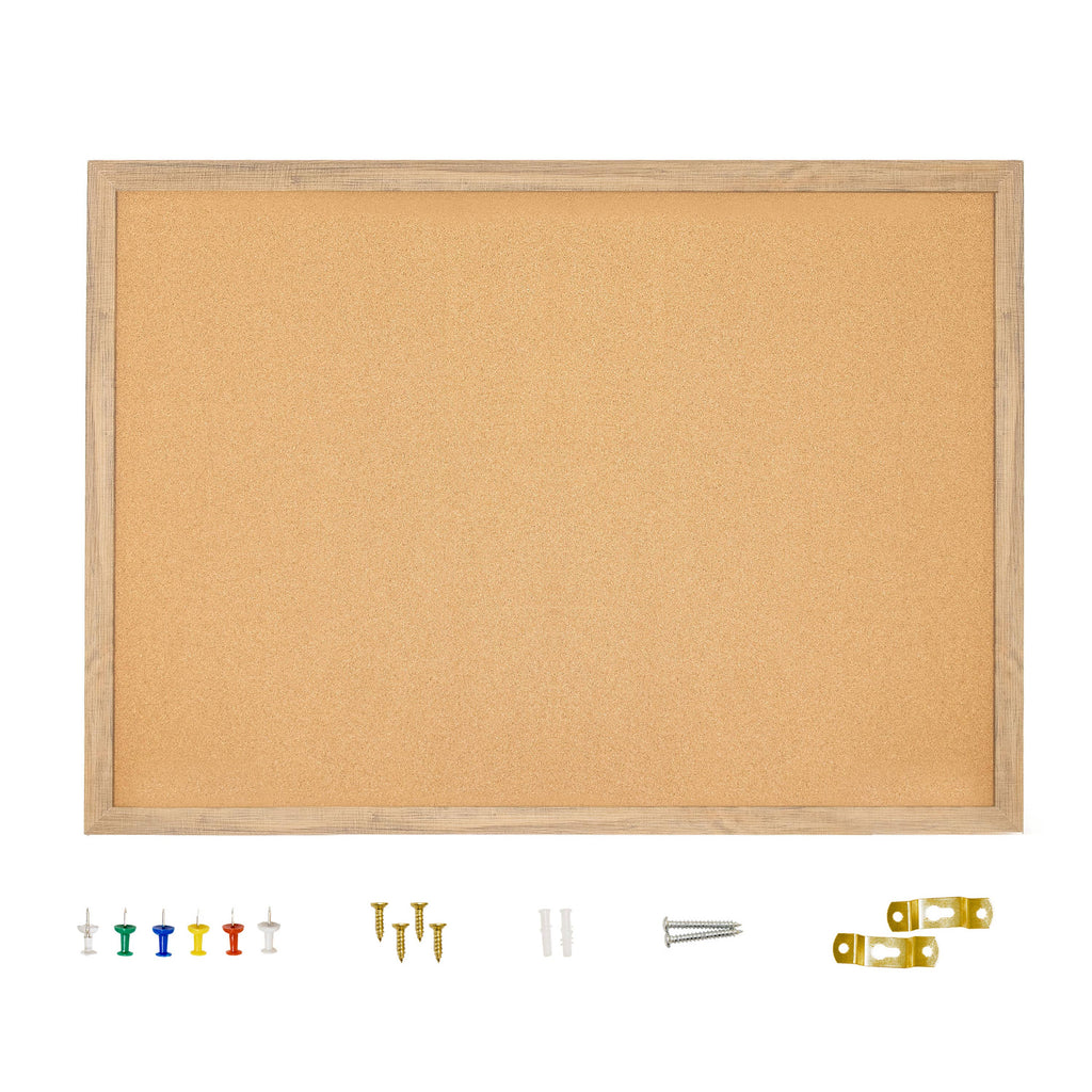 Cork Bulletin Board with MDF Frame and 6 Pushpins