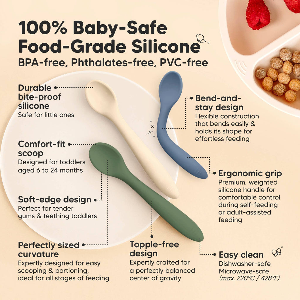 3-Pack Prep Silicone Baby Spoons for Toddlers 6-24 months
