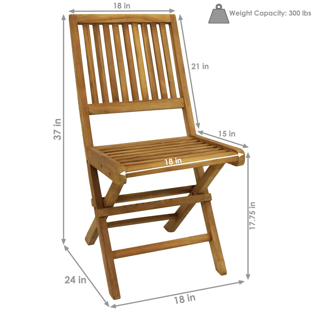 Nantasket Teak Outdoor Folding Chair with Slat Back | Set of 2