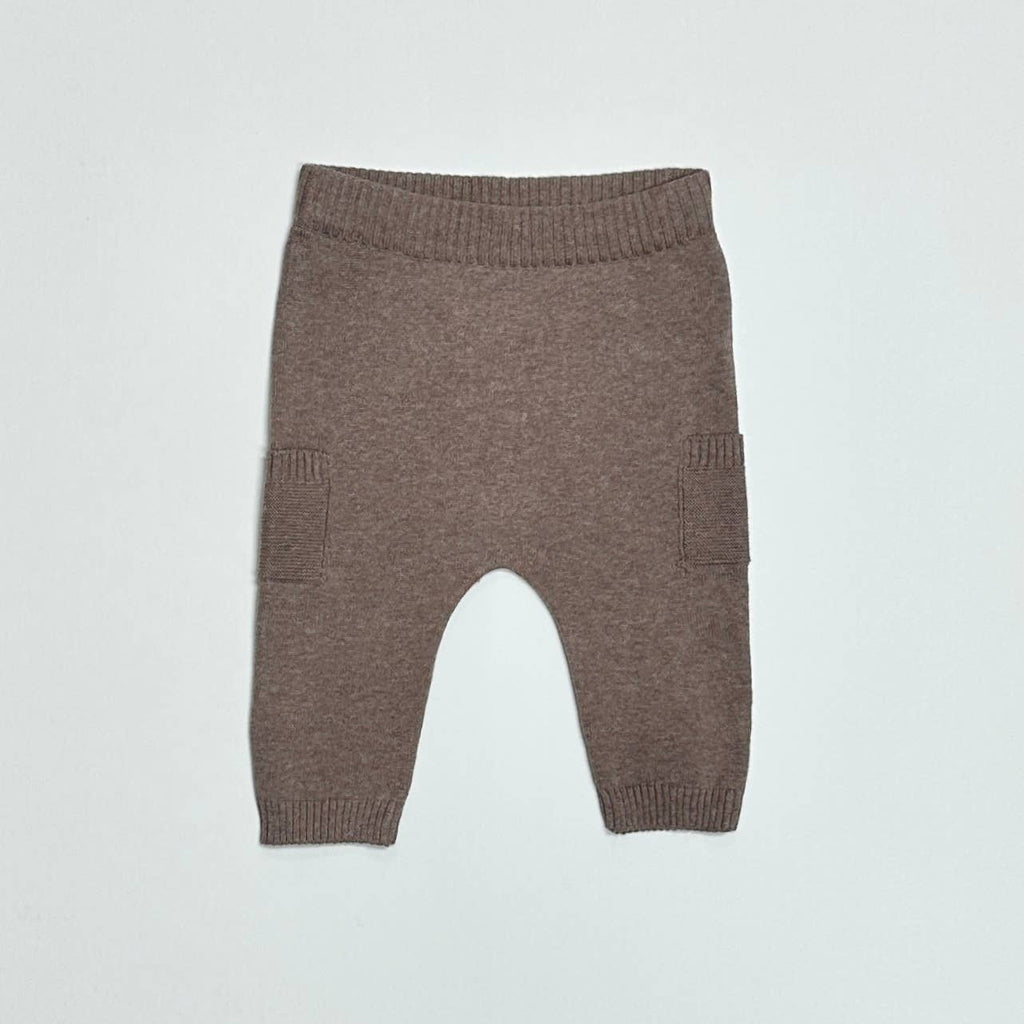 Baby Side Pocket Sweater Knit Pants (Organic Cotton): Cafe Latte / 6-12 Month