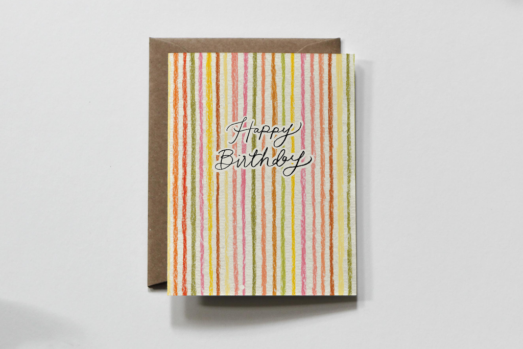 Stripe | Fun Multicolor Striped Birthday Greeting Card