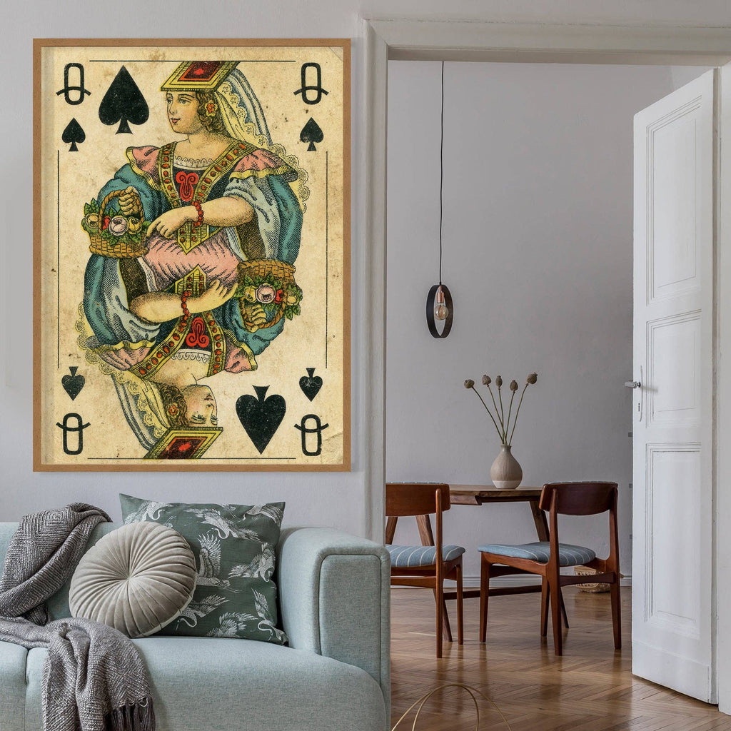 Vintage Playing Card Print - Queen of Spades