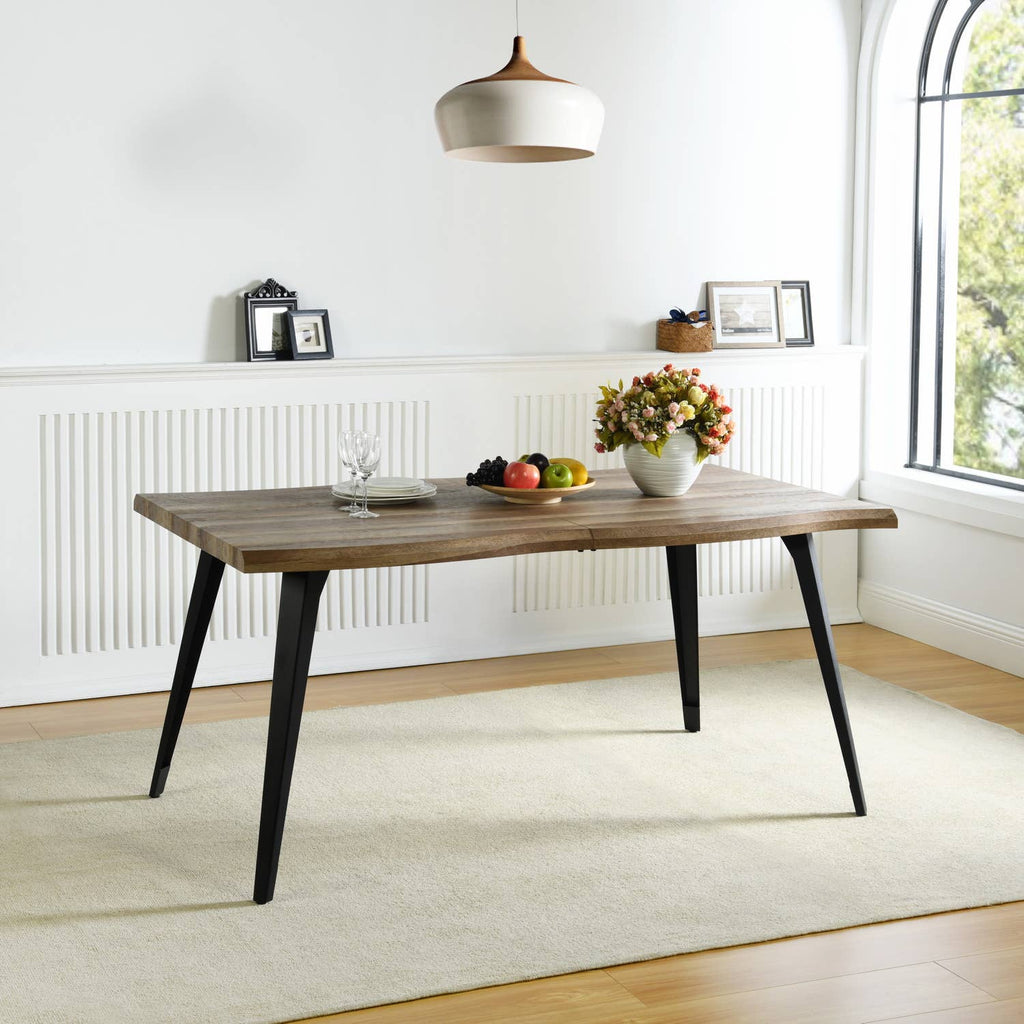 63in Natural Rustic Wood Live Edge Dining Table for 6 people: Rustic Oak