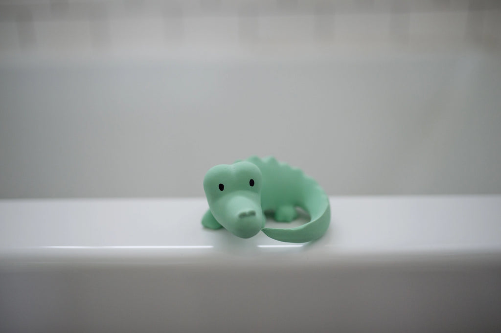 Crocodile - Natural Organic Rubber Teether, Rattle & Bath Toy