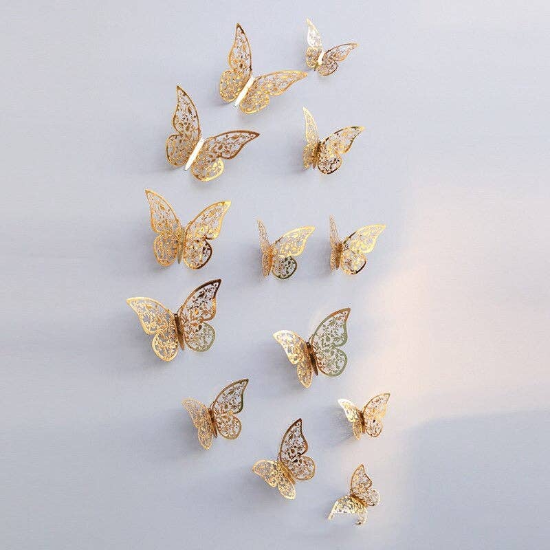 Hollow Butterfly Wall Decor (12 Pieces): Hollow Butterfly Wall Decor