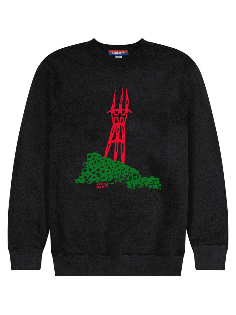 Kristina Micotti Sutro Tower Unisex Crewneck Sweatshirt Black: M