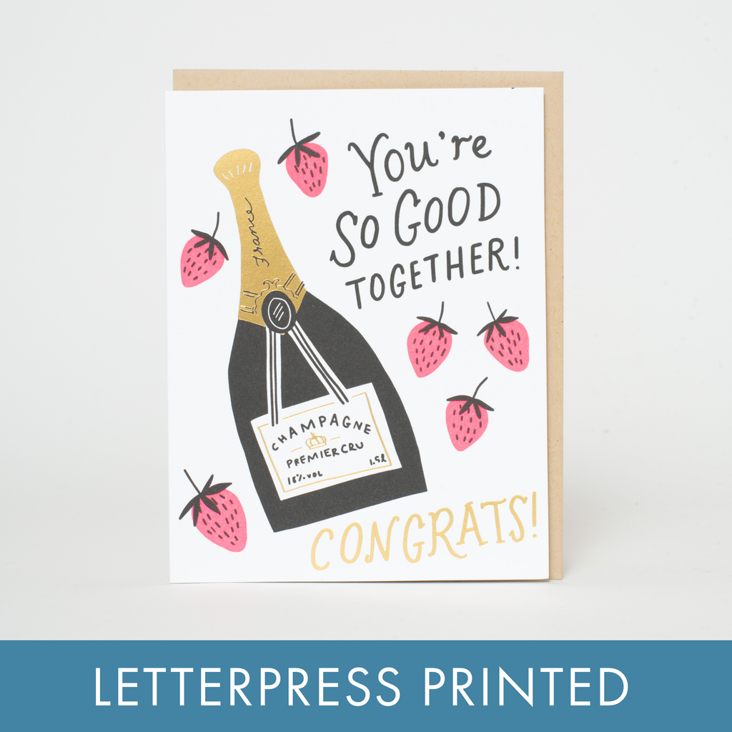 Wedding Congrats Champagne Letterpress Greeting Card by Hello!Lucky