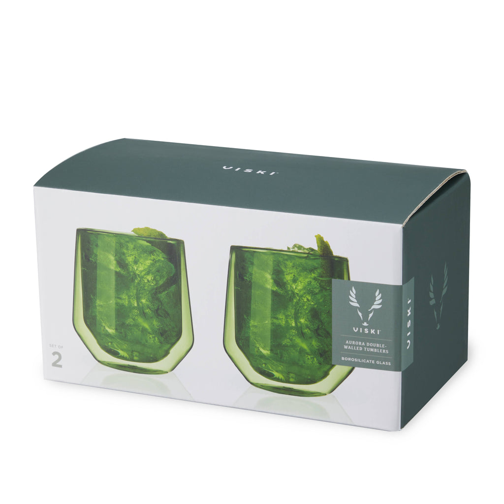 Aurora Double Walled Tumblers - Bottle Green - Set of 2