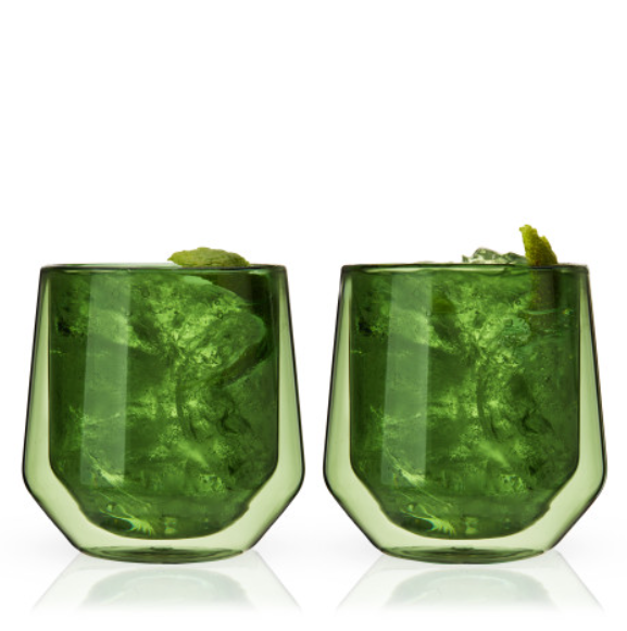 Aurora Double Walled Tumblers - Bottle Green - Set of 2