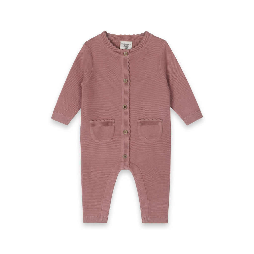 Classic Pocket & Button Chunky Knit Baby Jumpsuit Organic