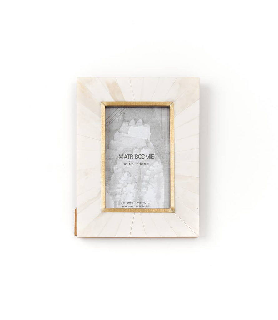 Mukhendu 4x6 Picture Frame - Bone, Brass Inlay