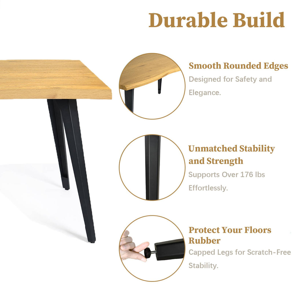 63in Natural Rustic Wood Live Edge Dining Table for 6 people: Rustic Oak