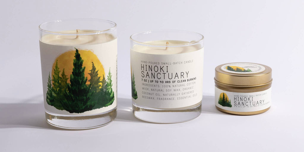 Hinoki Sanctuary - Just Bee Candles: 7 oz (up to 40 hrs of clean burning)