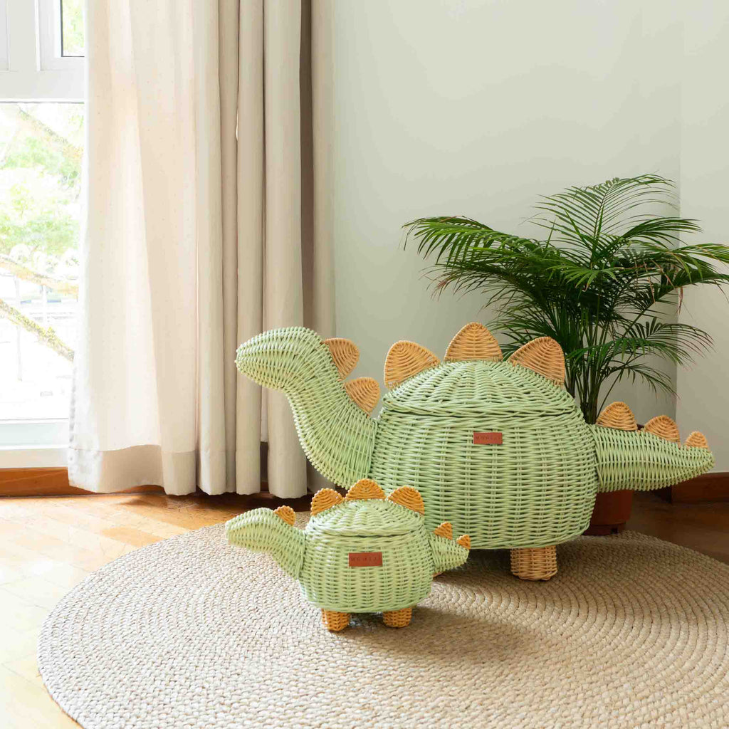 Handcrafted - Dinosaur Basket Small - Rattan Wicker