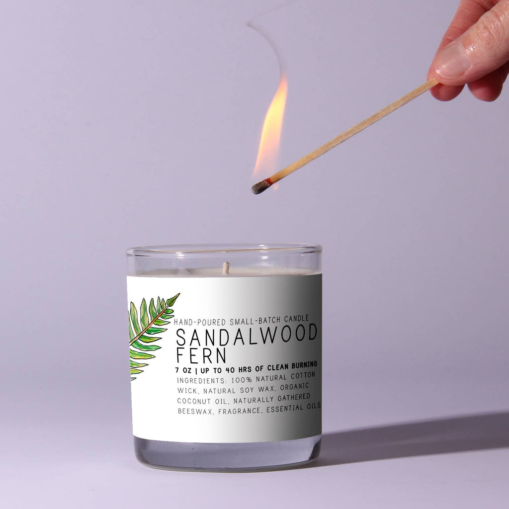 Sandalwood Fern - Just Bee Candles: 13 oz (up to 60 hrs of clean burning)