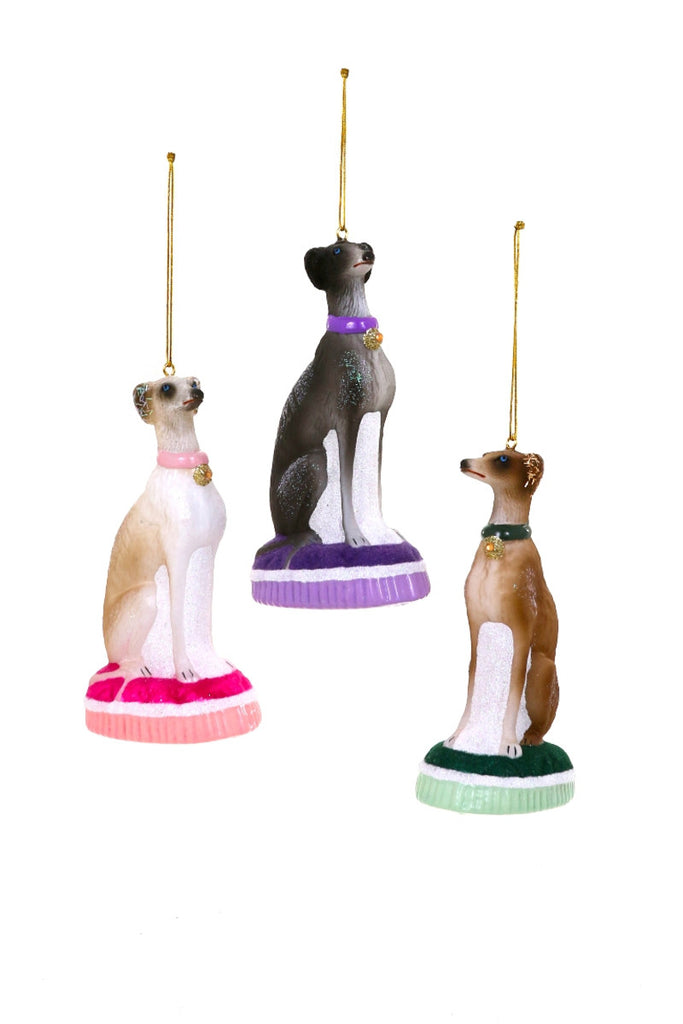 NOBLE WHIPPET Set of 3 Christmas Ornaments