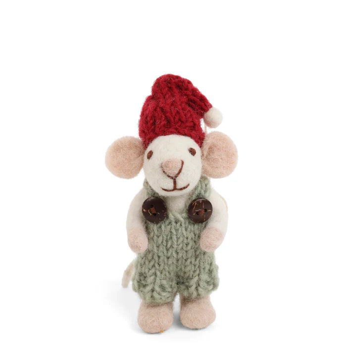 Baby White Mouse With Green Pants Felt Ornament