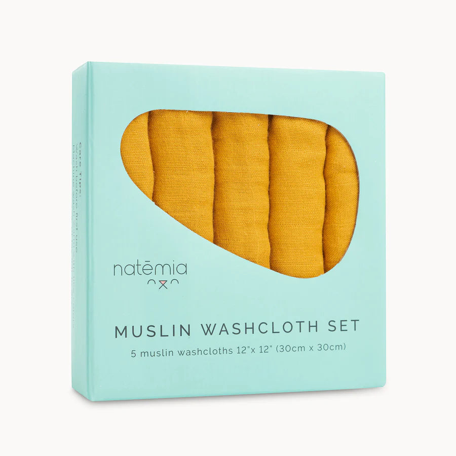 Ultra Soft Muslin Bamboo Washcloths- 5 Pack