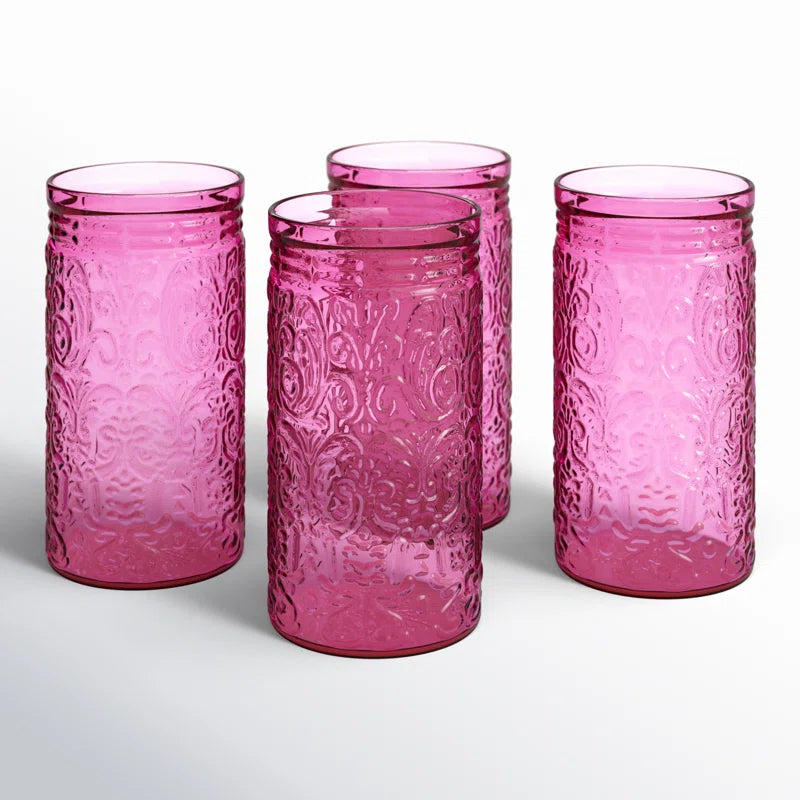 Godinger | Jax Hot Pink Highball Glasses | Set of 4