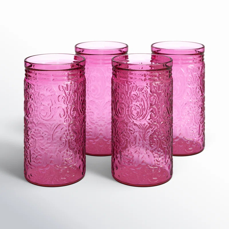 Godinger | Jax Hot Pink Highball Glasses | Set of 4