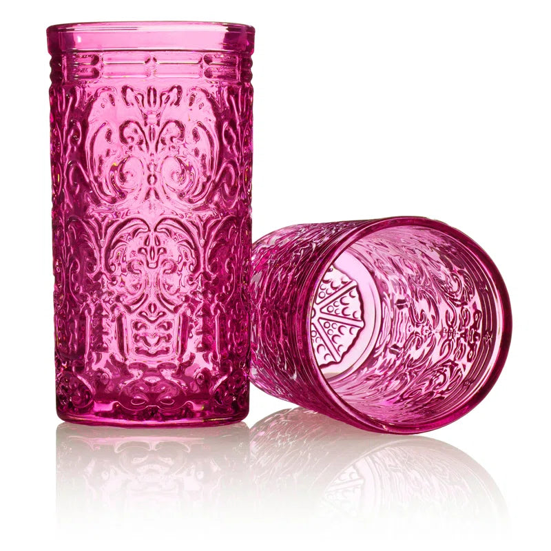 Godinger | Jax Hot Pink Highball Glasses | Set of 4