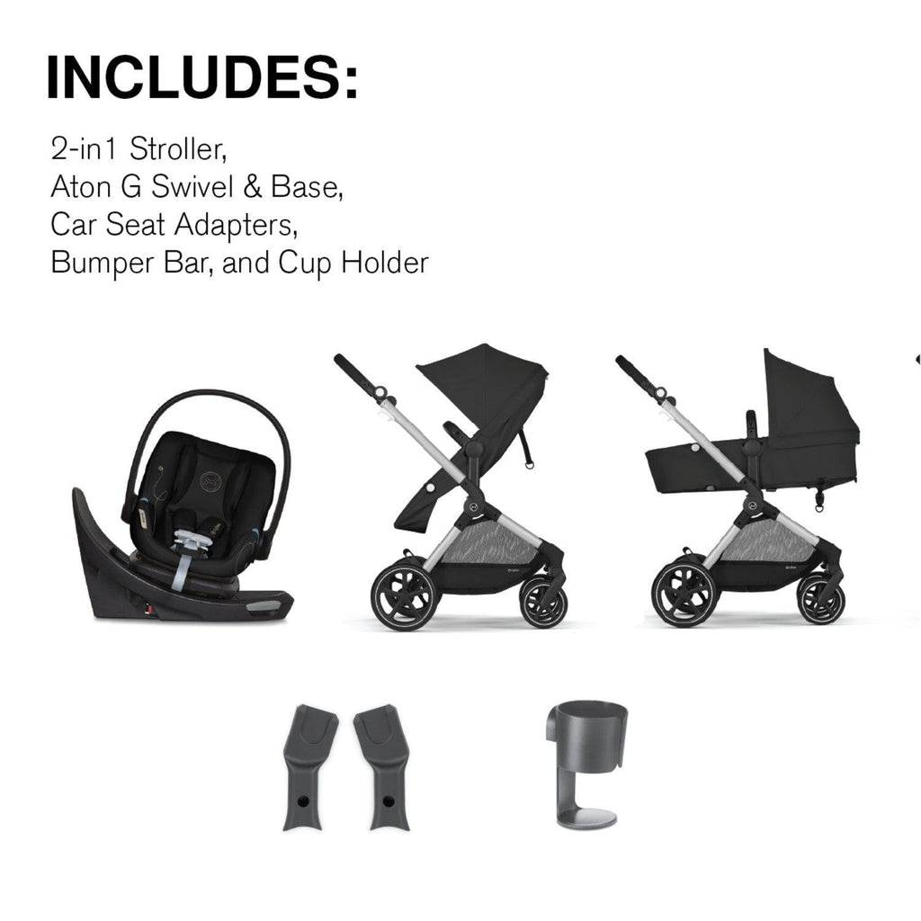 Cybex EOS Stroller + Aton G Swivel Infant Car Seat with Sensorsafe Travel System