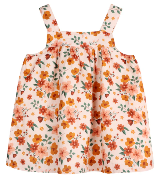 Summer Floral Baby Sundress + Bloomer Set (Organic Muslin)
