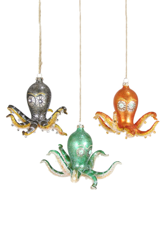 KITSCH OCTOPUS set of 3  Christmas Ornaments