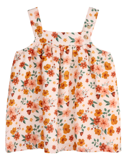 Summer Floral Baby Sundress + Bloomer Set (Organic Muslin)